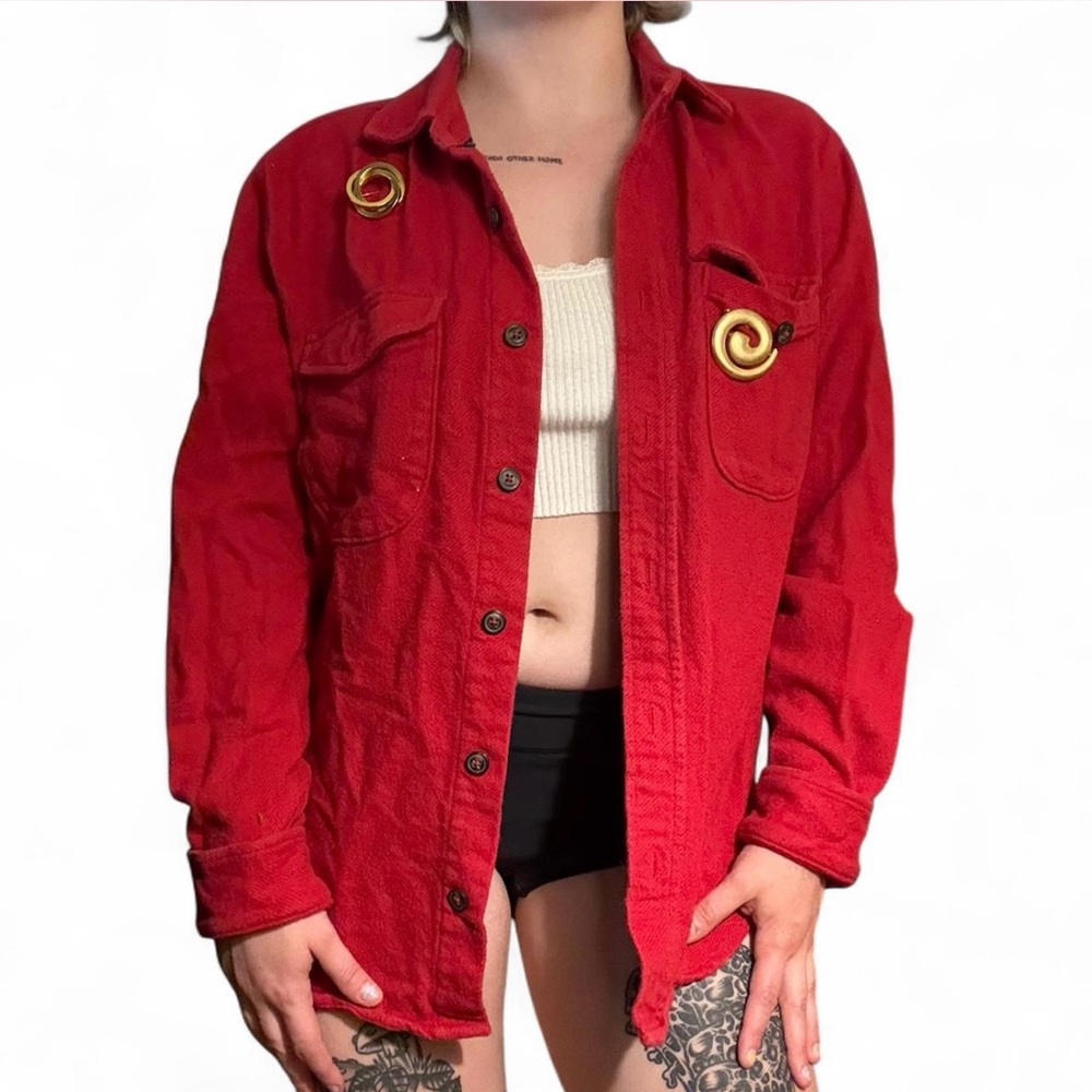 Aeropostale Red Button Down Shirt for Women